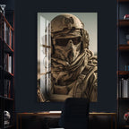 Tactical Soldier Glass Wall Art – Military Gaming Decor for Modern Interiors