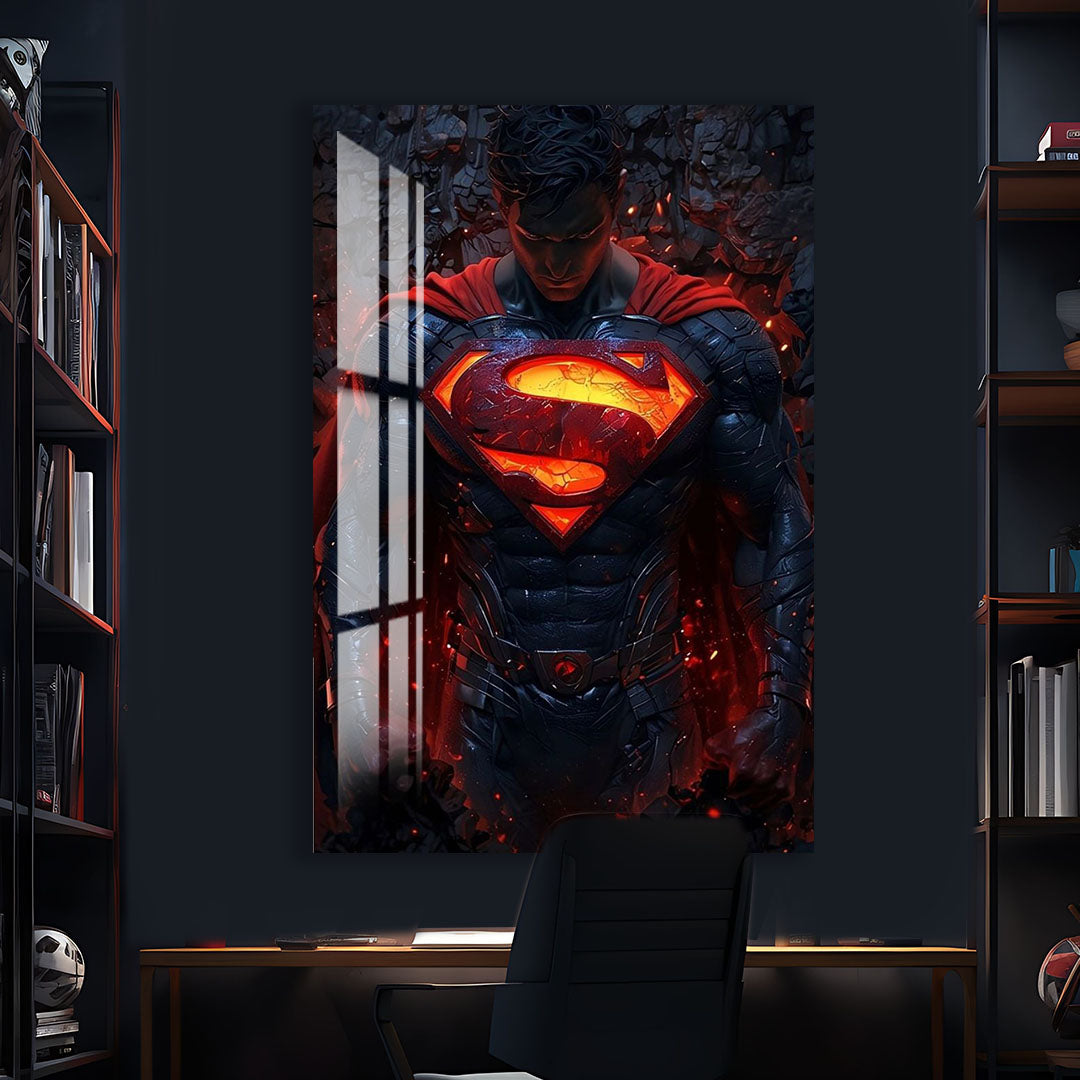 Superman Glass Wall Art – DC Superhero Home Decor