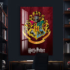 Harry Potter Hogwarts Crest Glass Wall Art – Fantasy Movie Home Decor