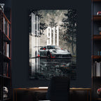 Porsche 911 Glass Wall Art – Luxury Sports Car Decor for Modern Interiors