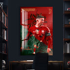 Cristiano Ronaldo Glass Wall Art – Football Legend Sports Decor for Modern Interiors