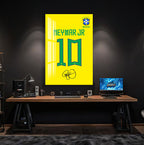 Neymar Jr Glass Wall Art – Iconic Number 10 Brazil Jersey Sports Decor