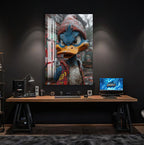 Street Duck Glass Wall Art – Urban Graffiti Style Cool Cartoon Decor