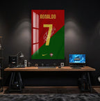 Cristiano Ronaldo Glass Wall Art – Iconic Portugal Number 7 Jersey Sports Decor