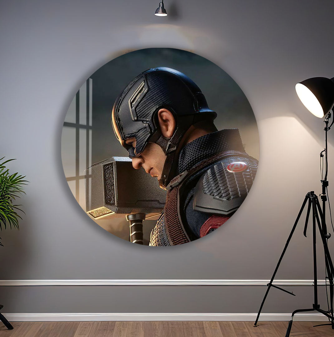 Captain America Glass Wall Art – Superhero Marvel Home Decor
