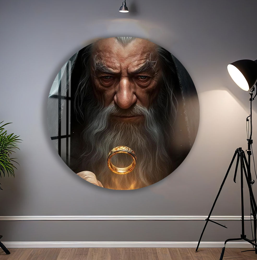 Lord of the Rings Glass Wall Art – Gandalf with The One Ring Fantasy Poster