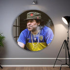 Diego Maradona Glass Wall Art – Boca Juniors Football Legend Decor