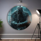 Vikings Glass Wall Art – Viking Warrior Under the Moon Poster