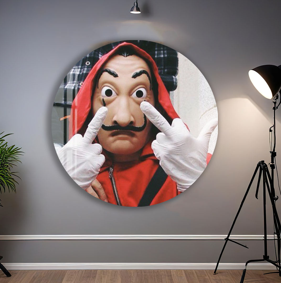Salvador Mask Glass Wall Art – Rebellious Red Outfit Street Style Decor