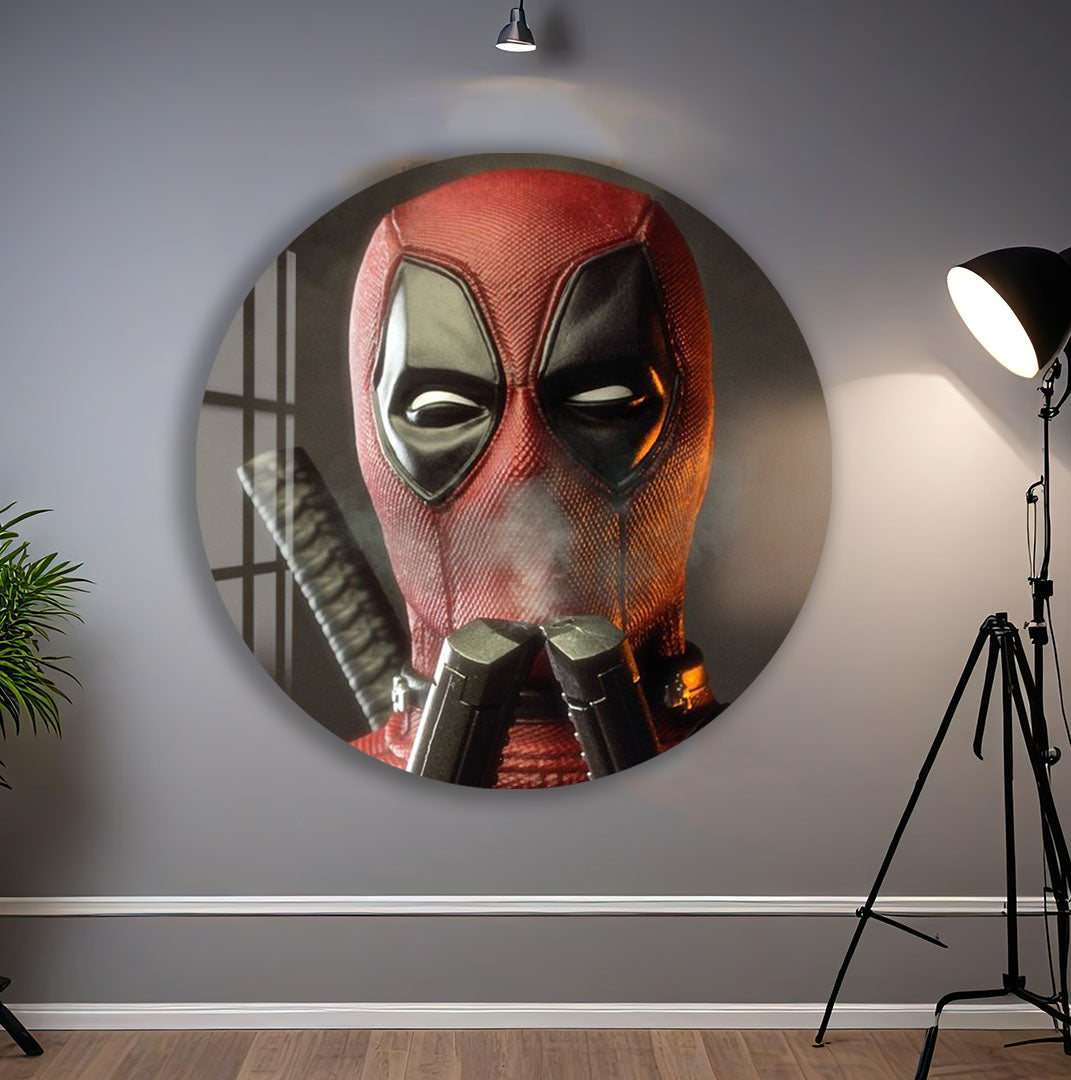 Deadpool Glass Wall Art – Marvel Superhero Home Decoration