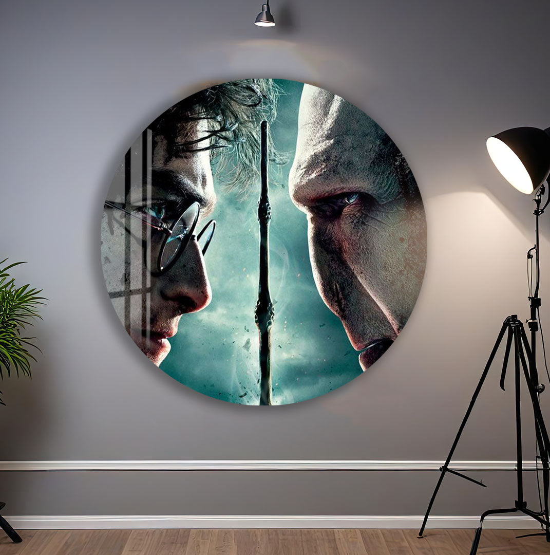 Harry Potter vs Voldemort Glass Wall Art – Deathly Hallows Movie Poster Decor