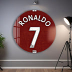 Cristiano Ronaldo Glass Wall Art – Iconic Number 7 Jersey Sports Decor