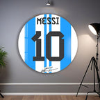 Lionel Messi Glass Wall Art – Iconic Argentina Number 10 Jersey Sports Decor