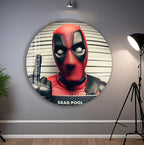 Deadpool Mugshot Glass Wall Art – Marvel Superhero Home Decor