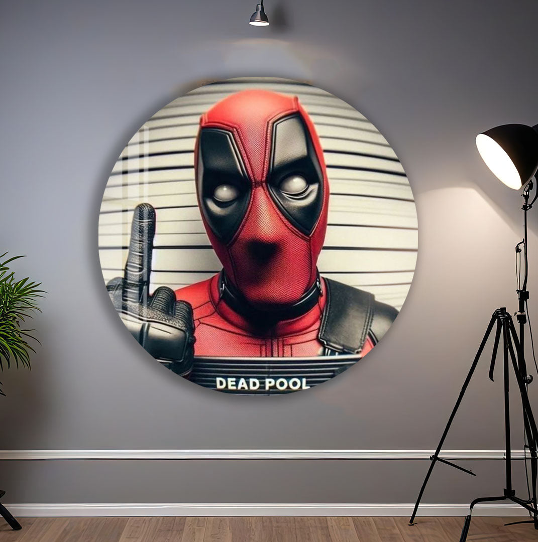 Deadpool Mugshot Glass Wall Art – Marvel Superhero Home Decor