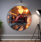 Formula 1 Glass Wall Art – Ferrari Car Decor for Modern Interiors