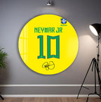 Neymar Jr Glass Wall Art – Iconic Number 10 Brazil Jersey Sports Decor
