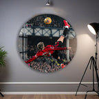 Alejandro Garnacho Glass Wall Art – Bicycle Kick Football Sports Decor for Modern Interiors