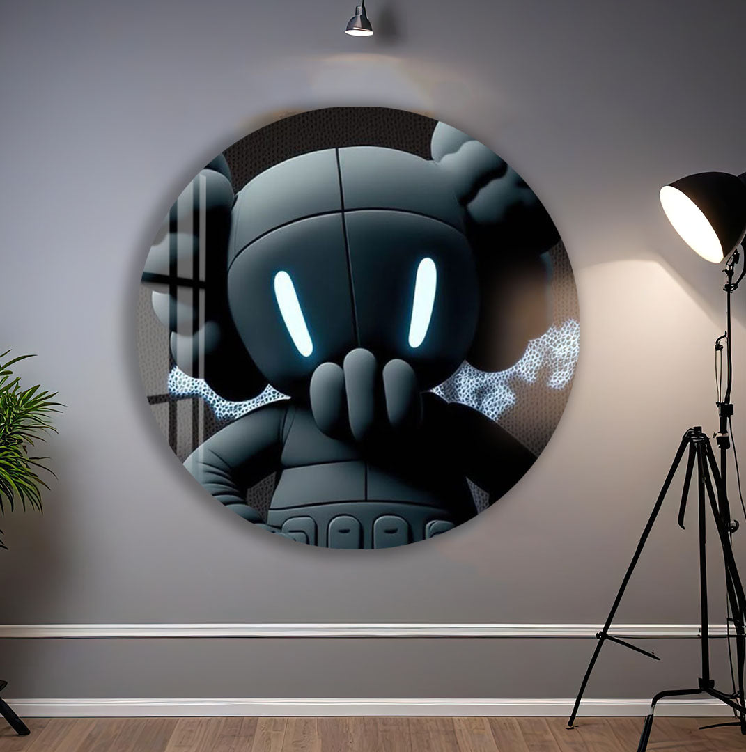 Cool Designer Toy Glass Wall Art – Modern Urban Character Decor