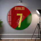 Cristiano Ronaldo Glass Wall Art – Iconic Portugal Number 7 Jersey Sports Decor