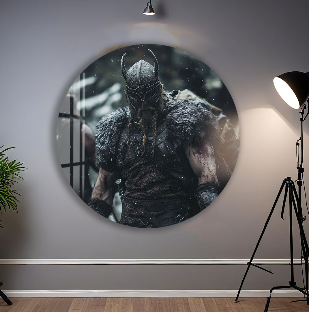 Viking Warrior Glass Wall Art – Norse Mythology Movie Inspired Home Decor