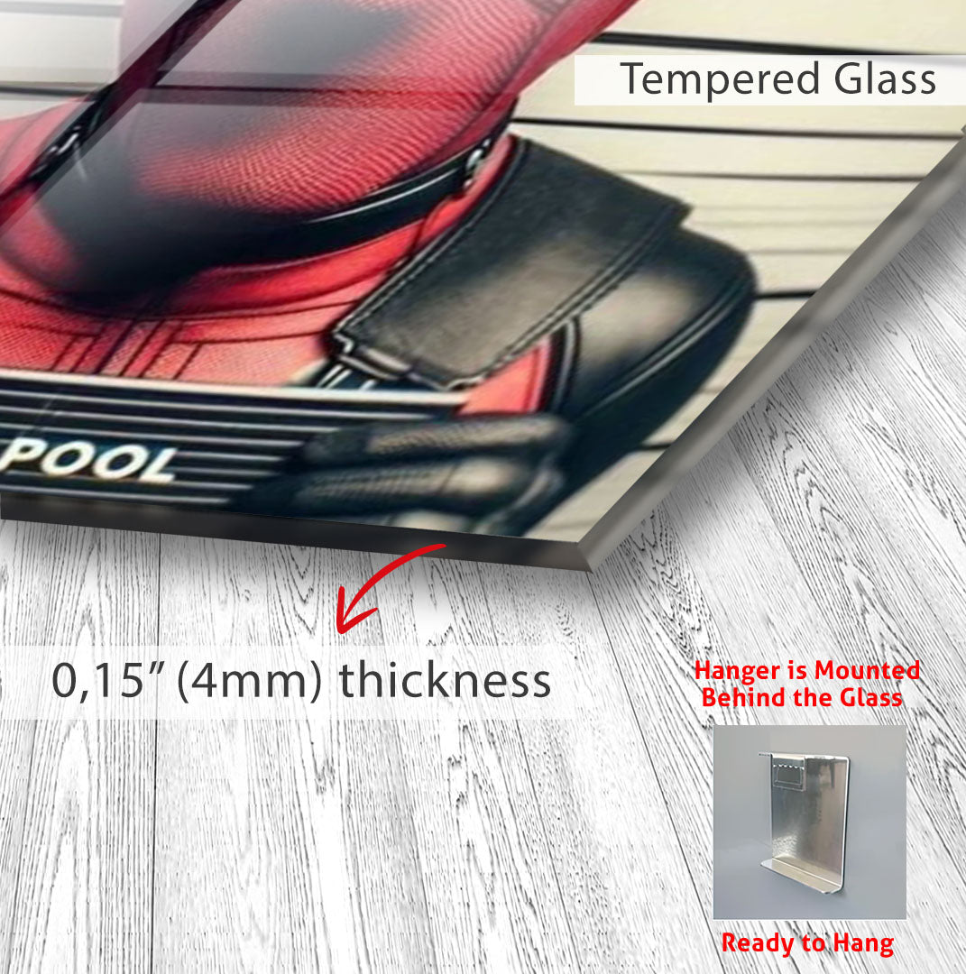 Deadpool Mugshot Glass Wall Art – Marvel Superhero Home Decor