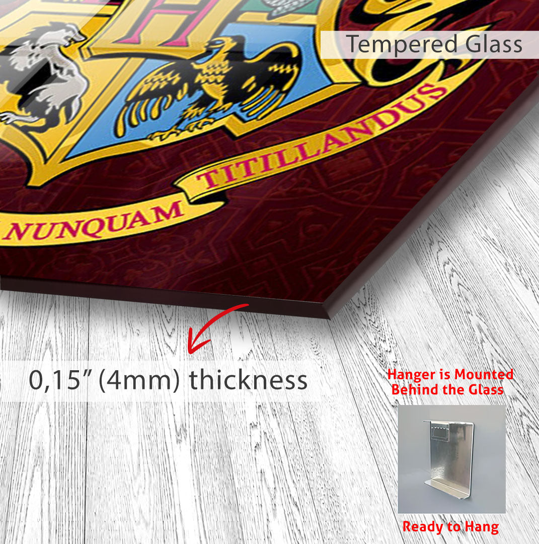 Harry Potter Hogwarts Crest Glass Wall Art – Fantasy Movie Home Decor