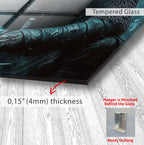 Vikings Glass Wall Art – Viking Warrior Under the Moon Poster