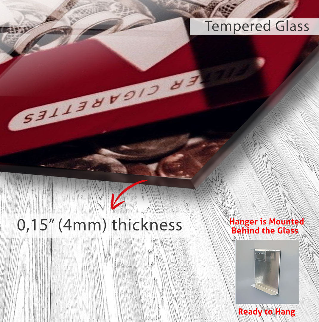 Money Cigarette Pack Glass Wall Art – Creative Pop Culture Decor for Modern Interiors