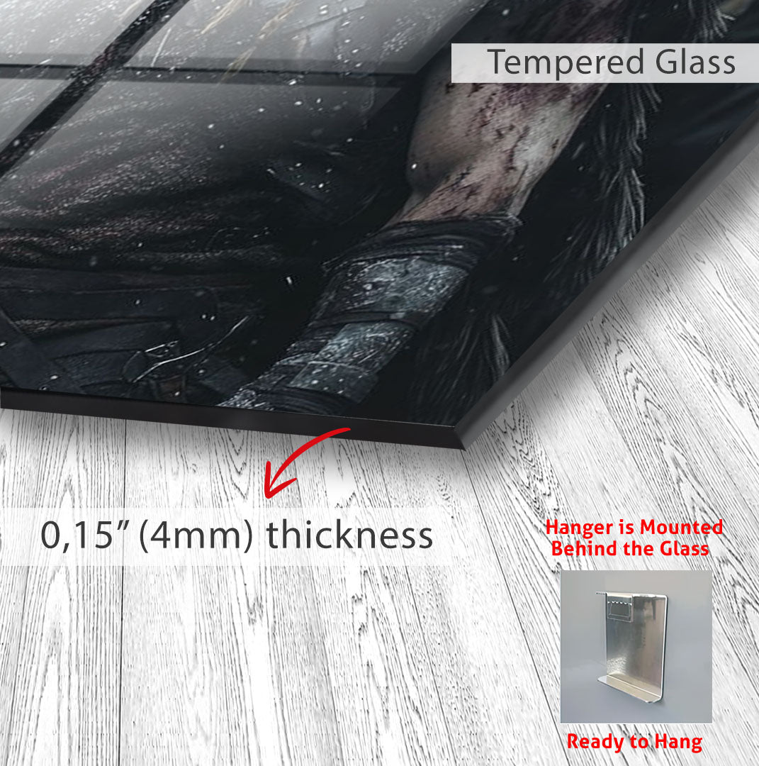 Viking Warrior Glass Wall Art – Norse Mythology Movie Inspired Home Decor