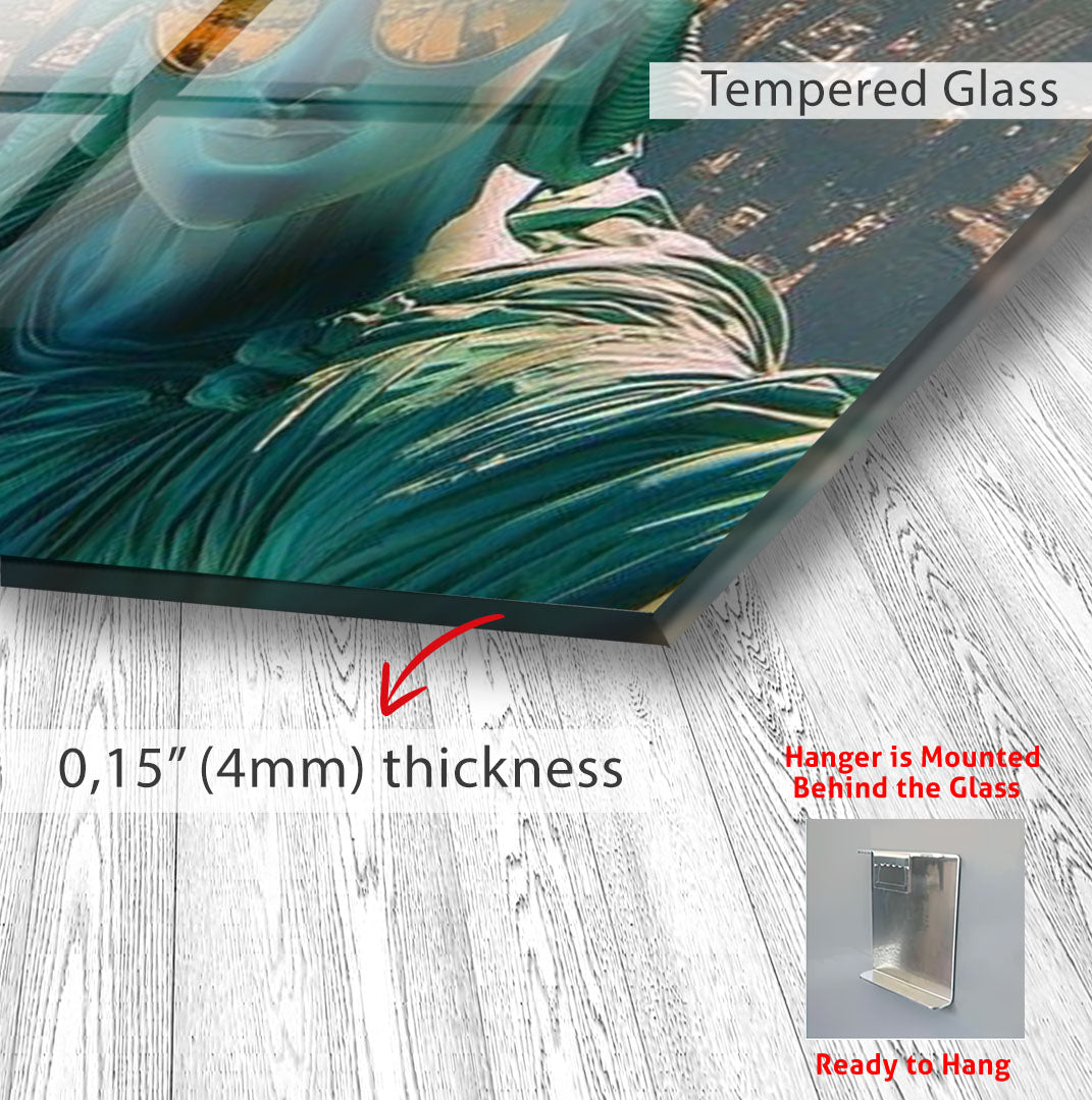 Cool Statue of Liberty Glass Wall Art – Modern Urban Pop Culture Decor