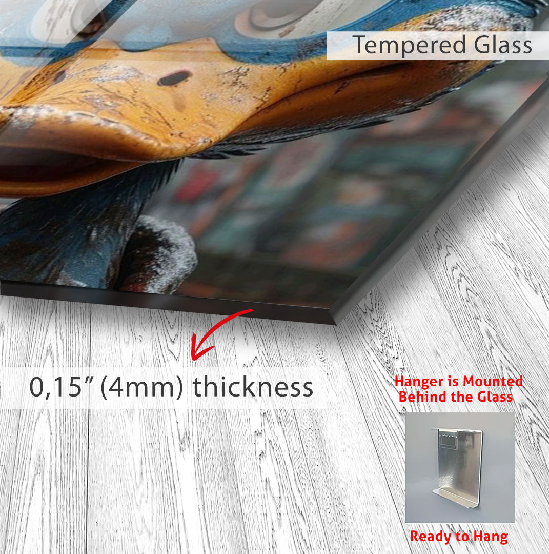 Street Duck Glass Wall Art – Urban Graffiti Style Cool Cartoon Decor