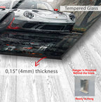 Porsche 911 Glass Wall Art – Luxury Sports Car Decor for Modern Interiors