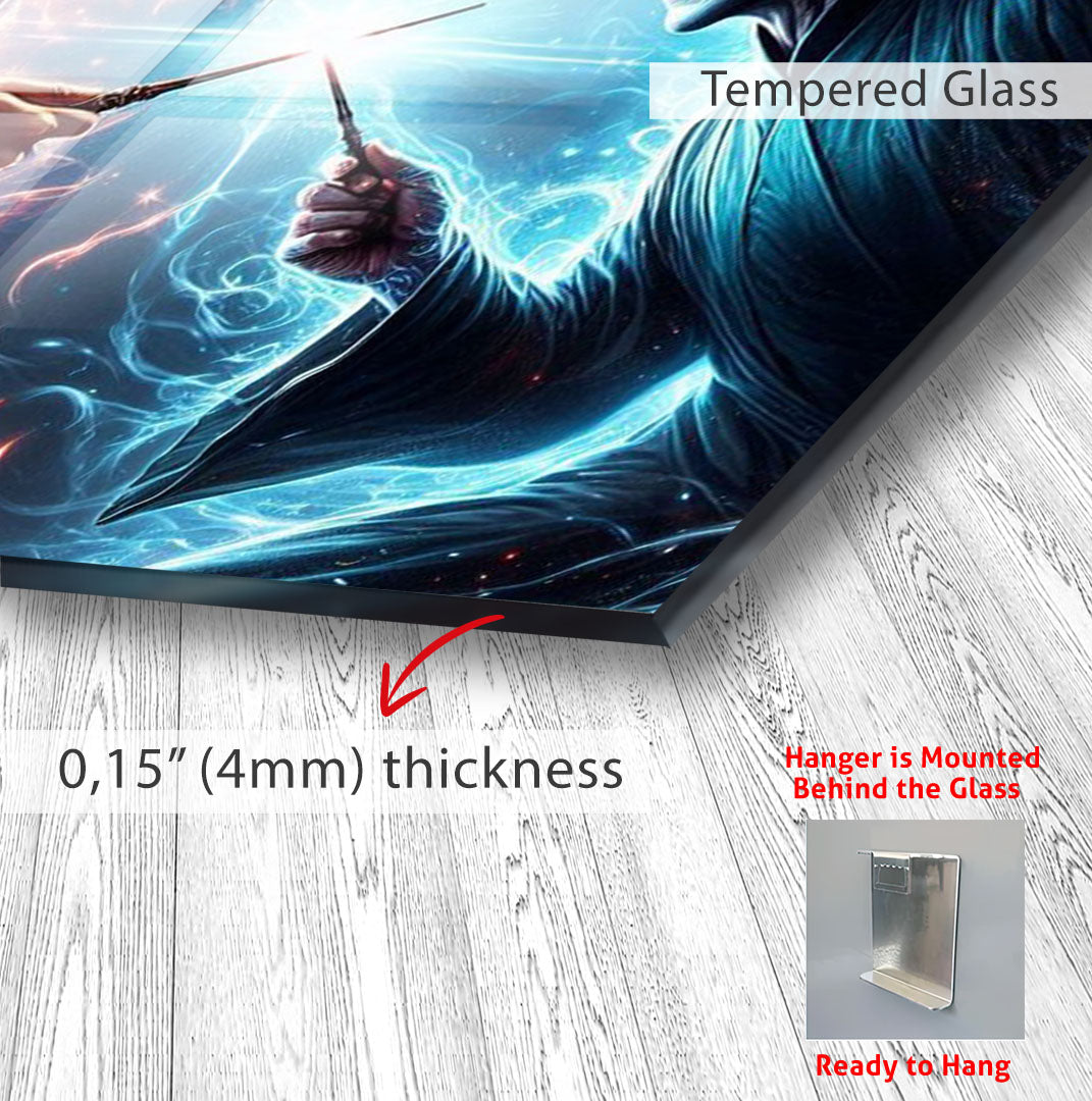 Harry Potter vs Voldemort Glass Wall Art – Fantasy Movie Home Decor