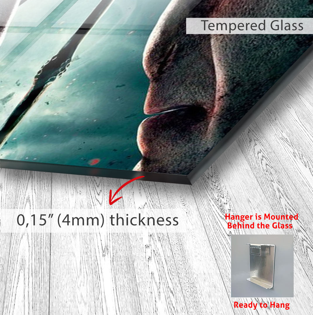 Harry Potter vs Voldemort Glass Wall Art – Deathly Hallows Movie Poster Decor