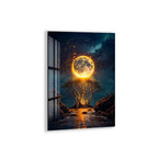 Fantasy Moon Glass Wall Art – Magical Night Tree & Moonlight Design for Modern Interiors