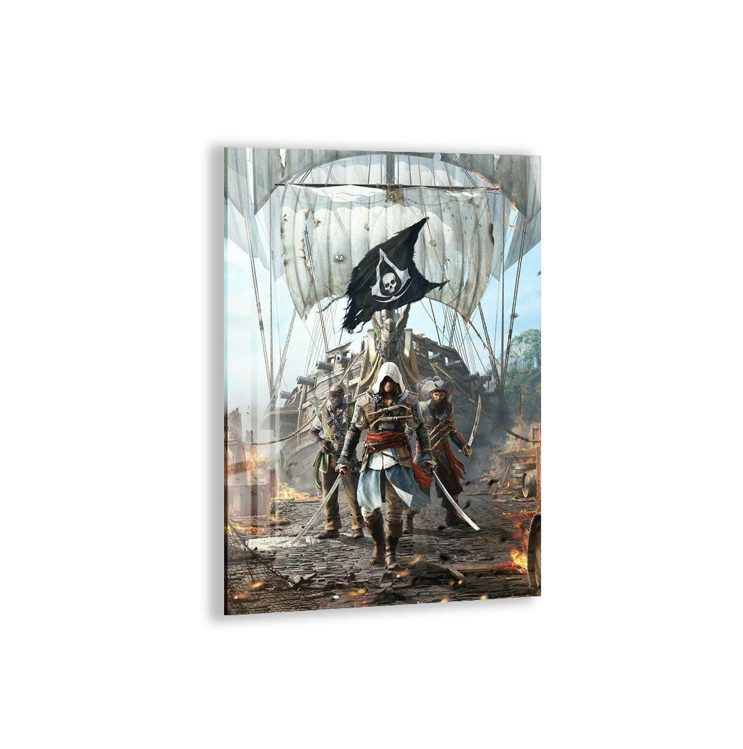 Assassin Pirate Glass Wall Art – Epic Gaming Decor for Modern Interiors