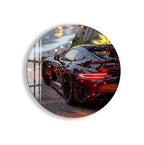 Luxury Supercar Glass Wall Art – Modern Black Sports Car Decor for Home & Office