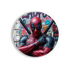Deadpool Graffiti Glass Wall Art – Marvel Superhero Home Decor