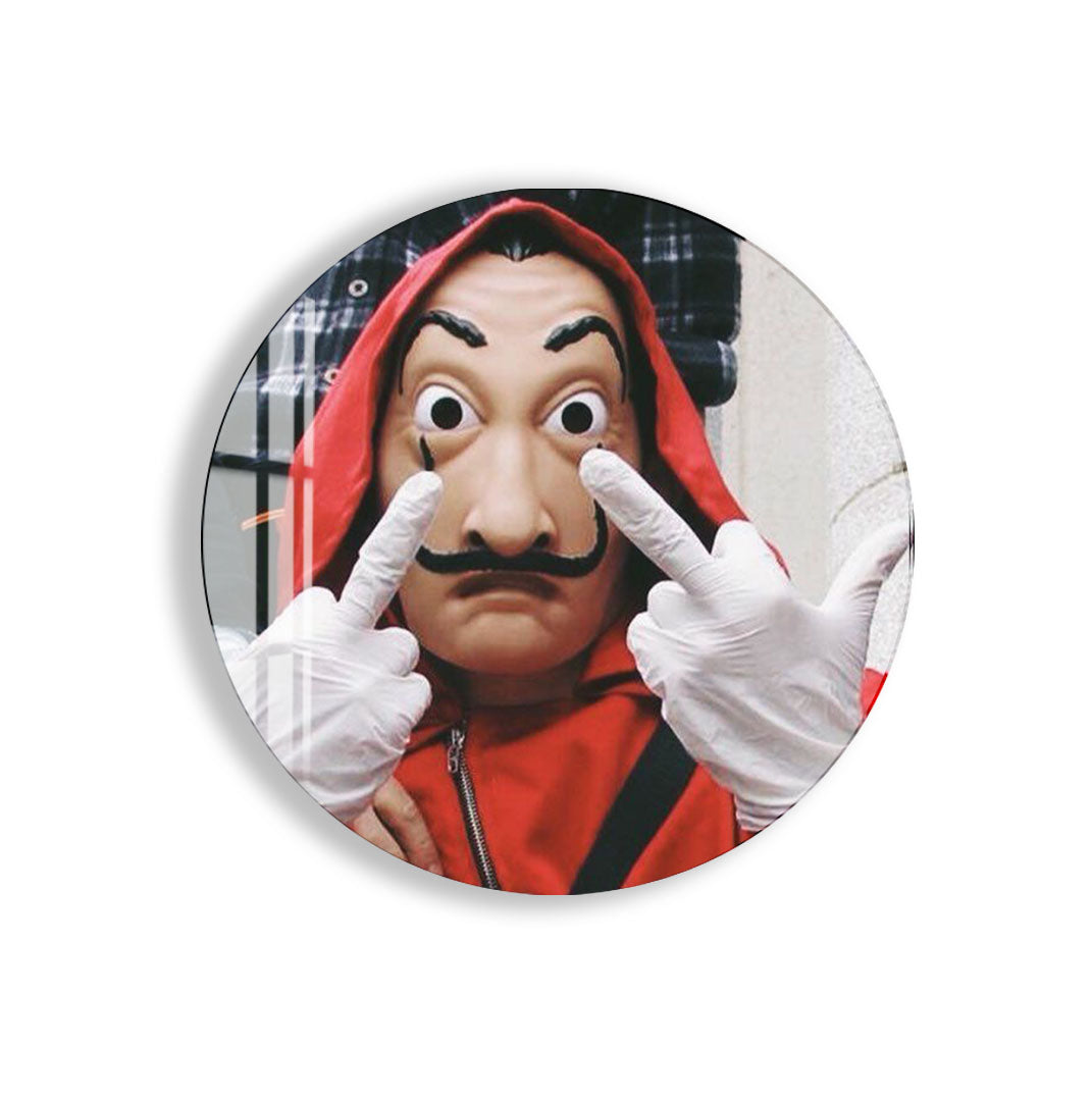 Salvador Mask Glass Wall Art – Rebellious Red Outfit Street Style Decor