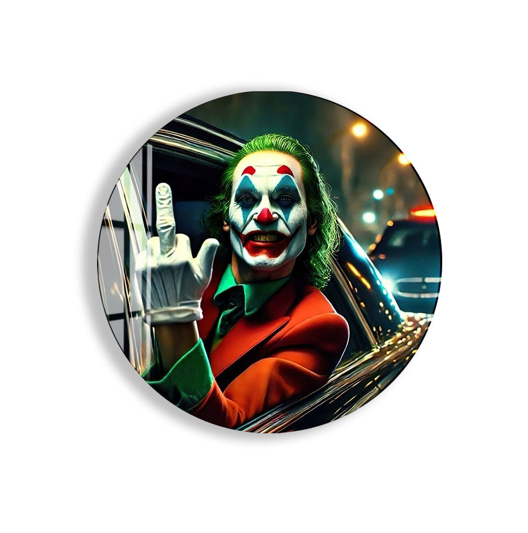 Joker Car Scene Glass Wall Art – DC Supervillain Home Decor