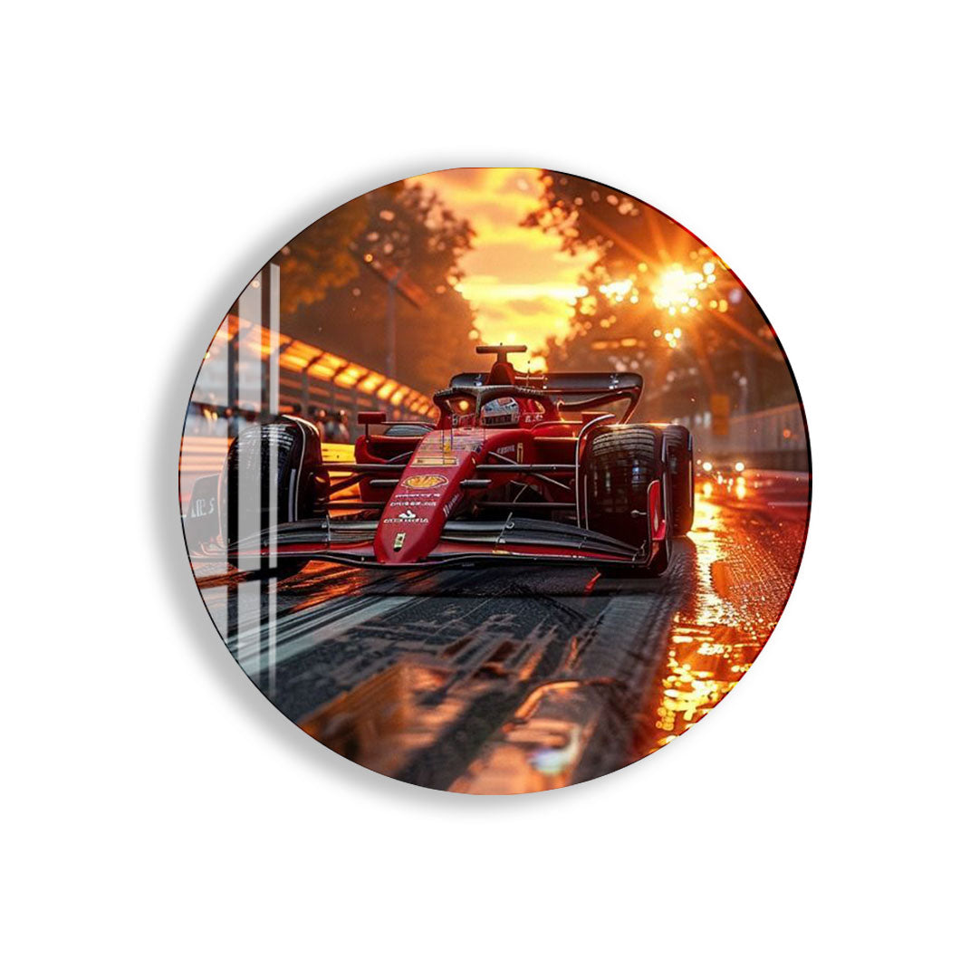 Formula 1 Glass Wall Art – Ferrari Car Decor for Modern Interiors