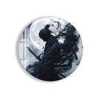 Samurai Warrior Moon Glass Wall Art – Epic Gaming & Fantasy Decor for Modern Interiors