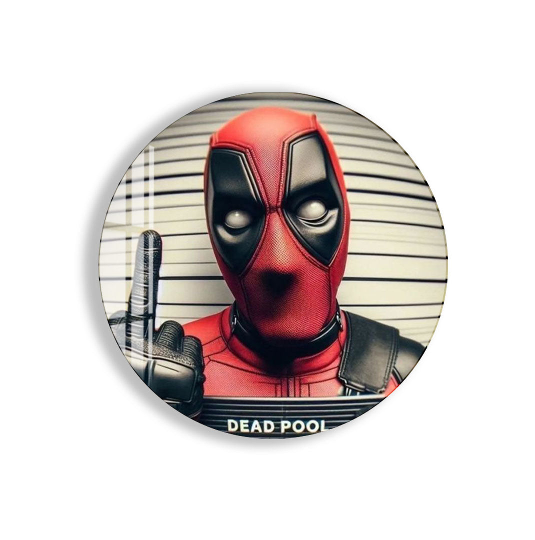 Deadpool Mugshot Glass Wall Art – Marvel Superhero Home Decor
