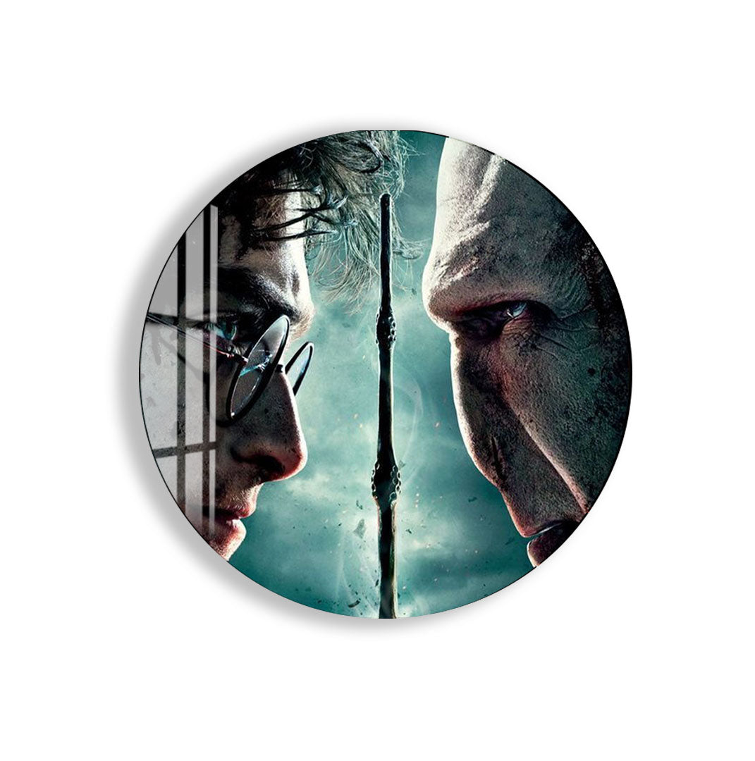 Harry Potter vs Voldemort Glass Wall Art – Deathly Hallows Movie Poster Decor