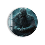Vikings Glass Wall Art – Viking Warrior Under the Moon Poster