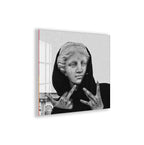 Cool Graffiti Statue Glass Wall Art – Urban Street Style Decor for Modern Interiors