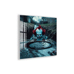 IT Movie Glass Wall Art – Pennywise Sewer Scene Horror Poster