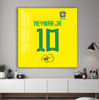 Neymar Jr Glass Wall Art – Iconic Number 10 Brazil Jersey Sports Decor