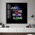 Just One More Game Neon Glass Wall Art – Gamer Room LED Style Decor
